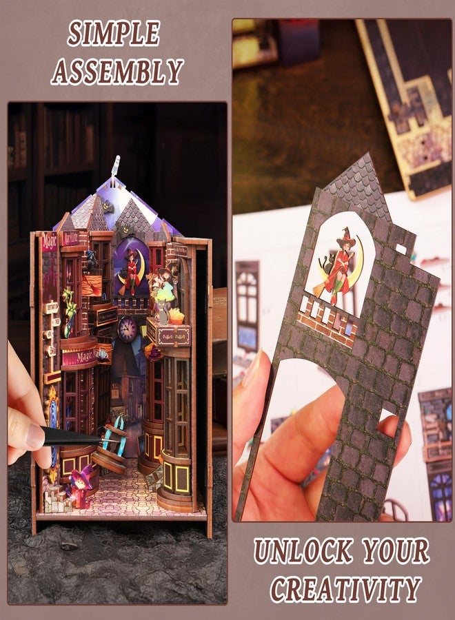 Foyucool Book Nook Kits for Adults, Magic Alley DIY Book Nook Kit, 3D booknook Craft Kits Bookshelf Insert with Sensor LED Light, Creative Craft Gift for Adults & Teens - Image 5